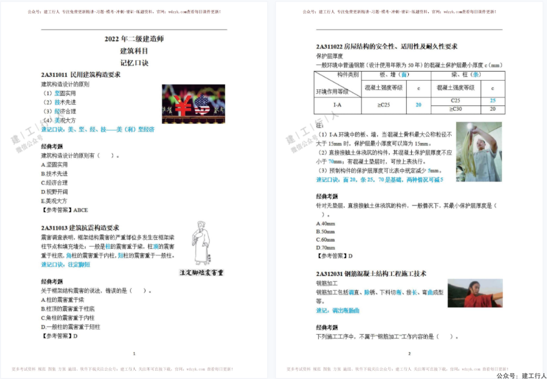 2022年二建 学天 记忆口诀 全专业下载