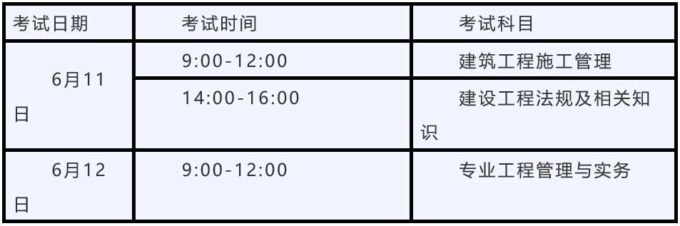 二建考试科目时间