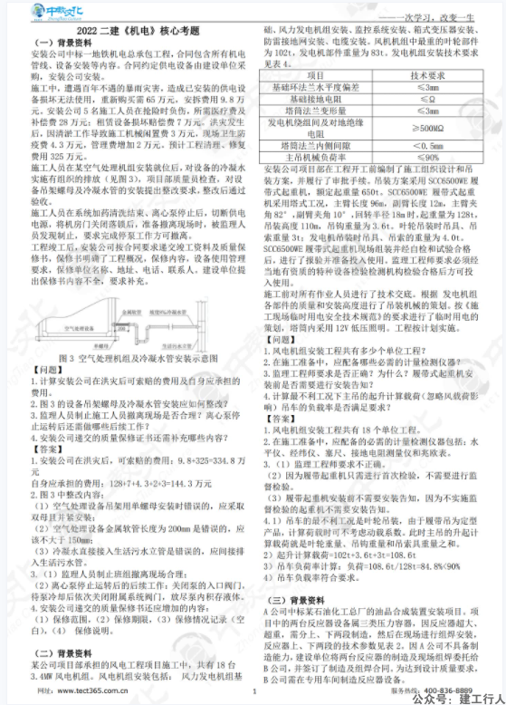 2022年 二建 机电 考前押题  4道题