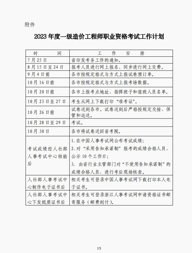 2023浙江一级造价工程师报名时间