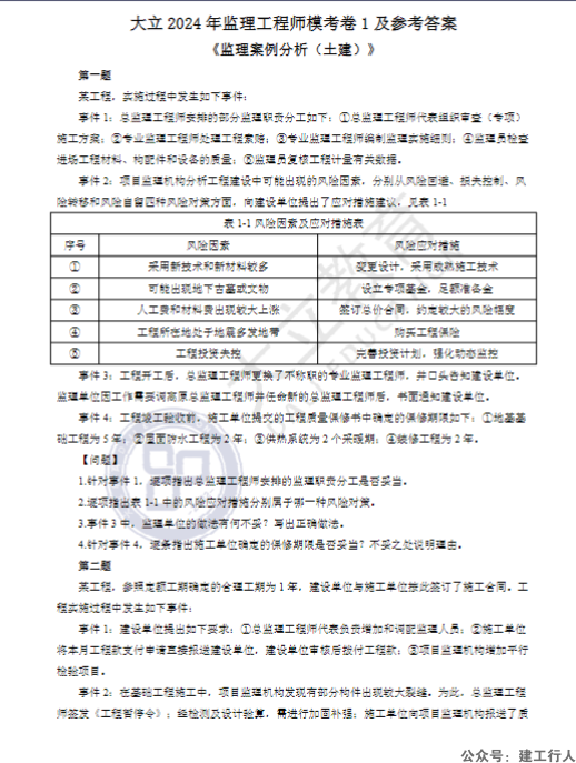 2024年监理工程师 大立 模考卷2套PDF下载