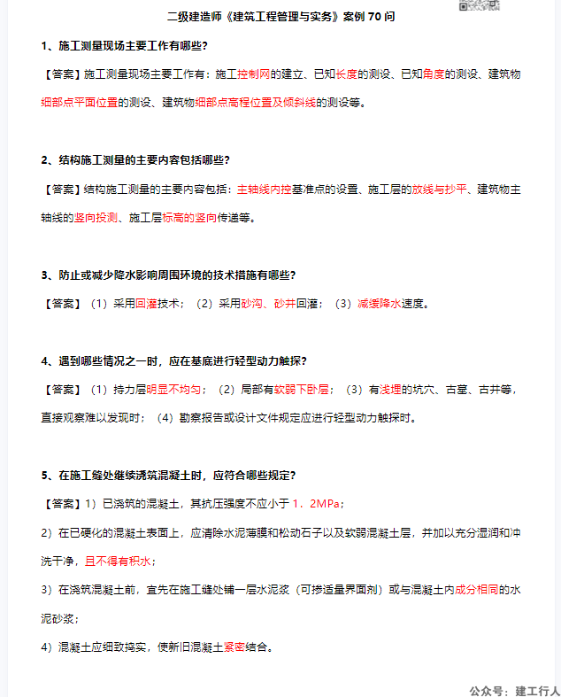 2024二级建造师 案例必背50问 PDF下载