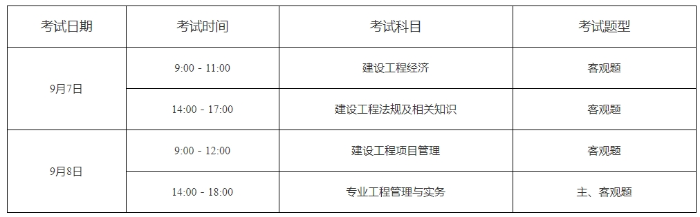一级建造师考试时间