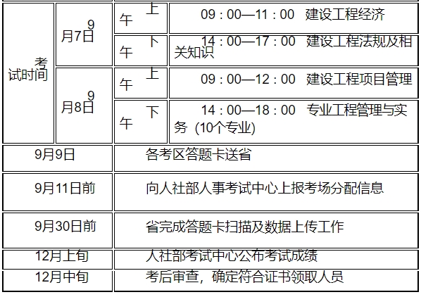 一级建造师考试时间江苏