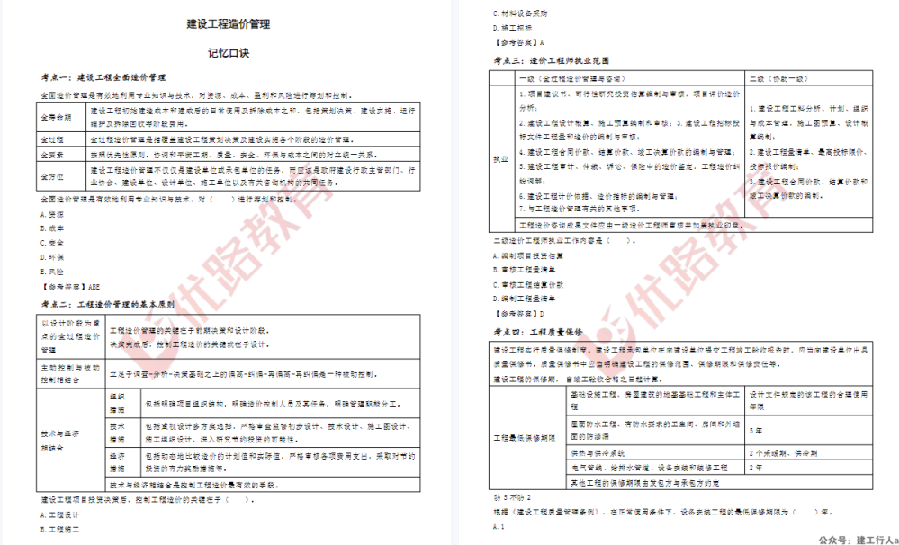 2024造价工程师记忆口诀 PDF下载
