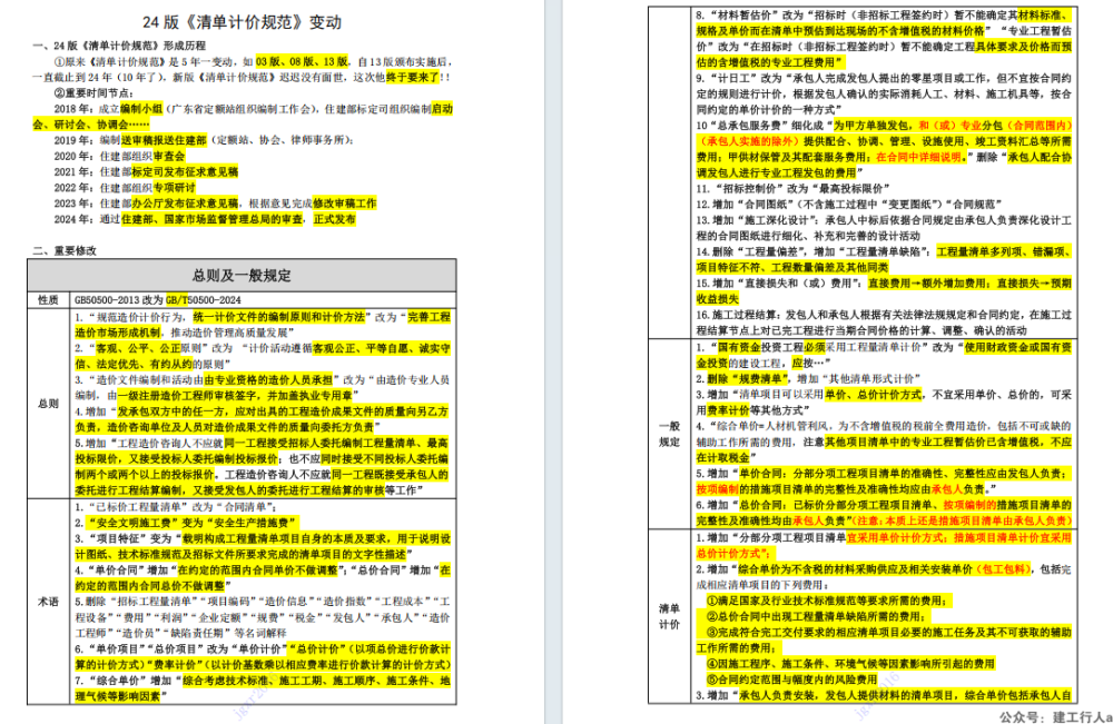 新清单计价对比，25年一造教材要大改
