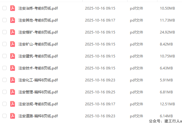 2025安全工程师 考前8页纸 PDF下载