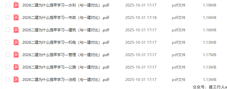 2026二级建造师 一二建知识点对比  PDF下载