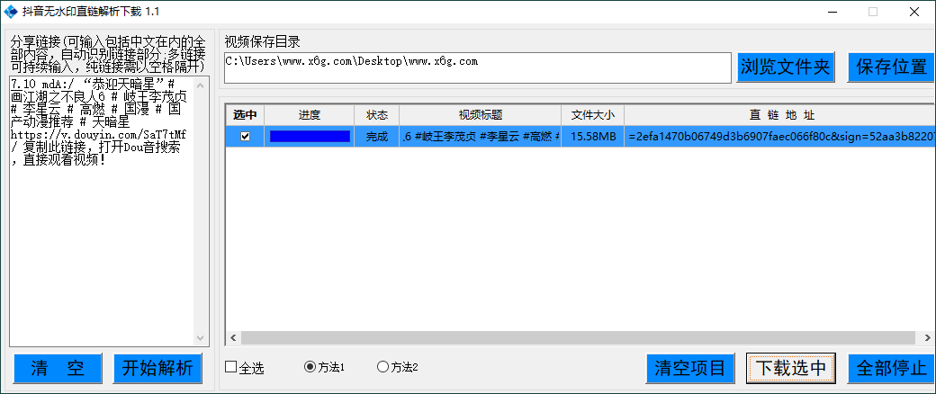 抖音无水印直链解析下载工具v1.1下载