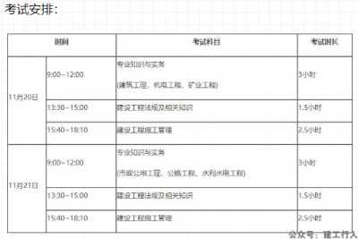 该省公布【二建】考试时间：11月20日-21日