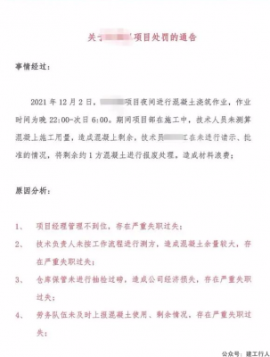 浪费1方混凝土，项目经理罚5000，技术负责人罚1000，技术员罚2000......