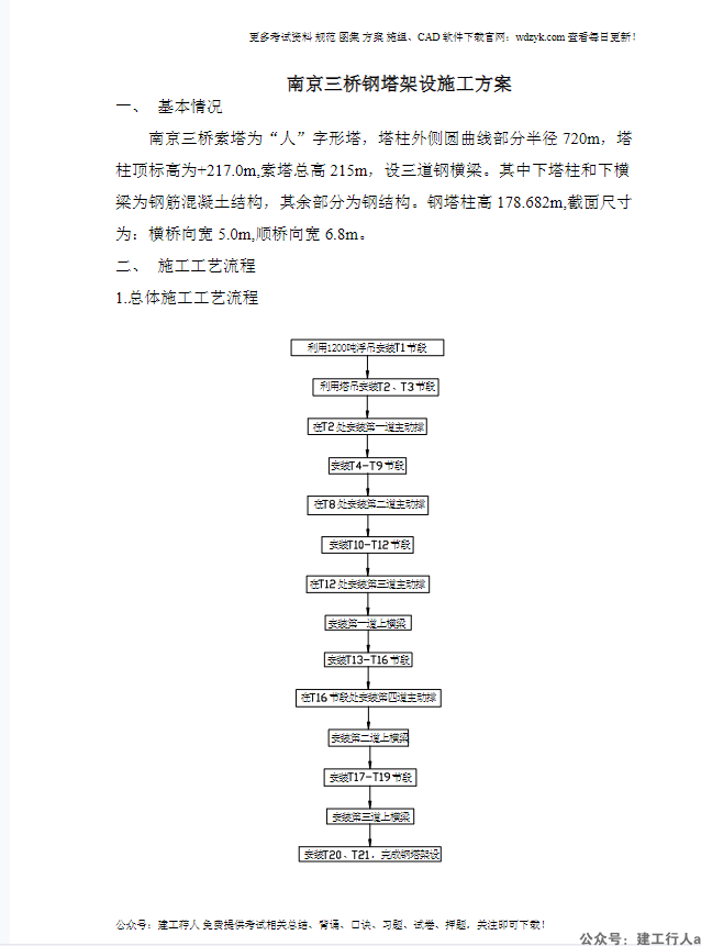 南京三桥钢塔架设施工组织设计