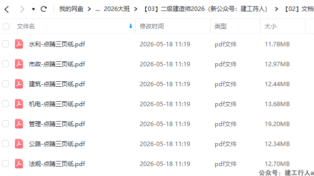 2026年二建考前预测押题3页纸  下载