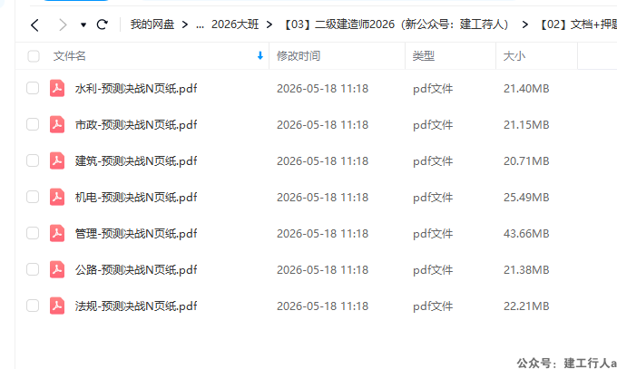 2026年二建考前预测押题10页纸  下载